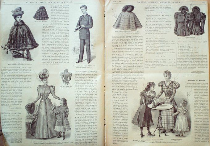 Journal Mode illustrée 1897 # 36 Collet Robe tissu à carreaux