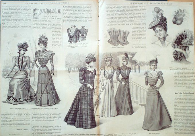 Journal Mode illustrée 1897 # 36 Collet Robe tissu à carreaux