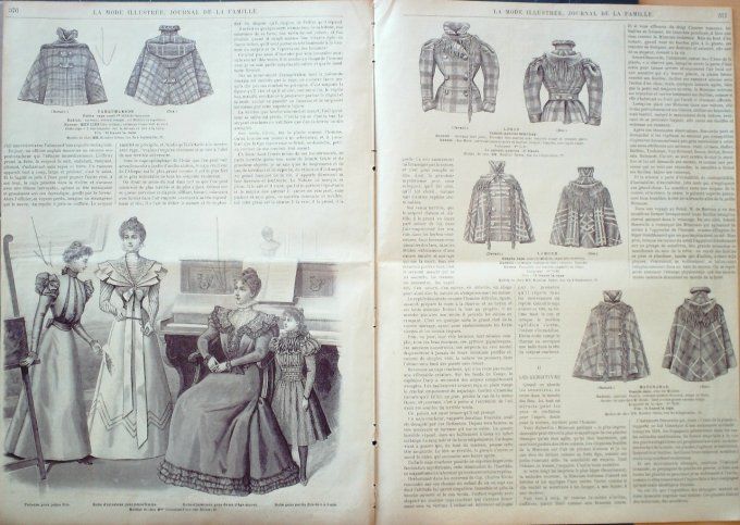 Journal Mode illustrée 1897 # 36 Collet Robe tissu à carreaux