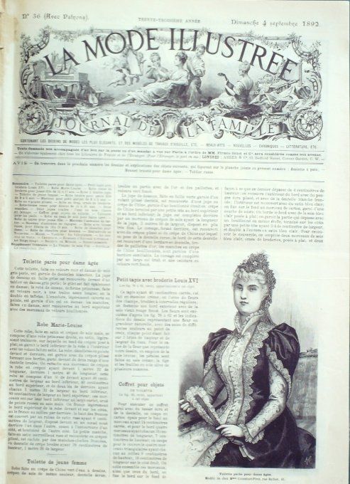 Journal Mode illustrée 1892 # 36 Toilette dame âgée