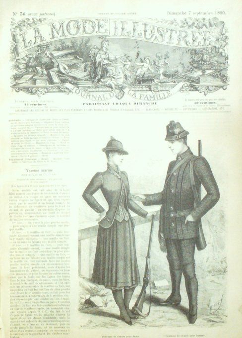 Journal Mode illustrée 1890 # 36 Costumes de chasse