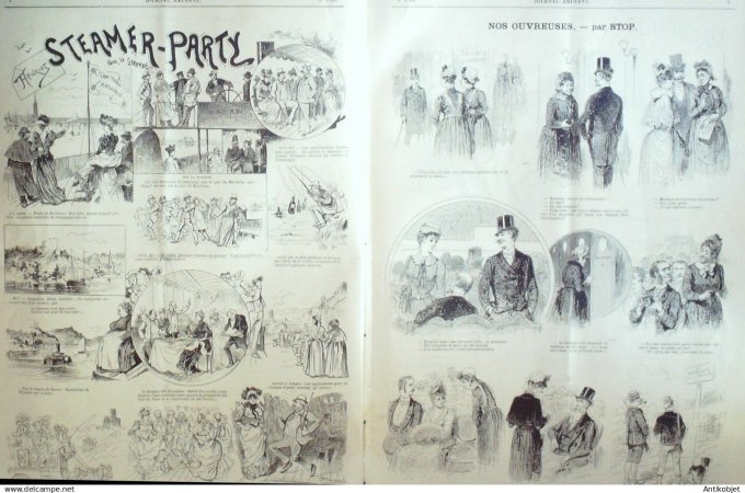 Le Journal Amusant 1890 n°1780 Steamer-Party ouvreuses fantaisie parisienne