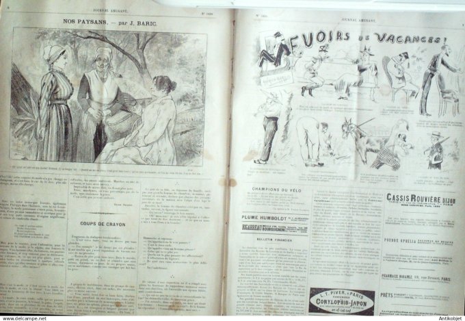 Le Journal Amusant 1891 n°1828 Devoirs de vacances vive la Russie l'air des champs