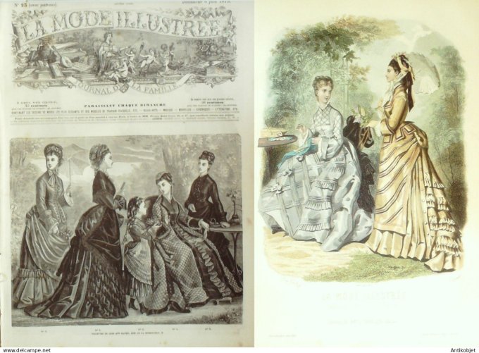 La Mode illustrée journal + gravure associée 1875 # 23