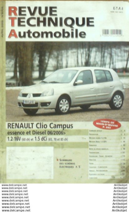 Revue Technique Automobile Renault Clio Campus  #726