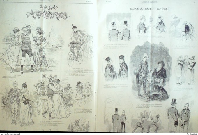 Le Journal Amusant 1890 n°1782 Asnières matineux en chasse brav' capt'aine Dubidon