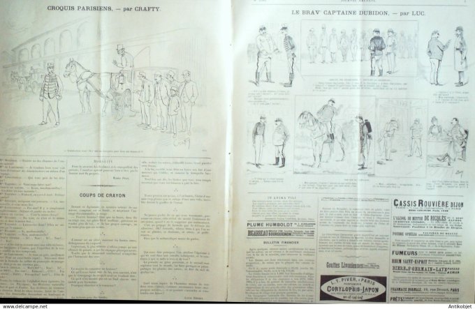 Le Journal Amusant 1890 n°1782 Asnières matineux en chasse brav' capt'aine Dubidon