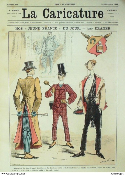 La Caricature 1883 n°209 Jeune France Draner Mr Dumollet Robida André Gill Draner Loys