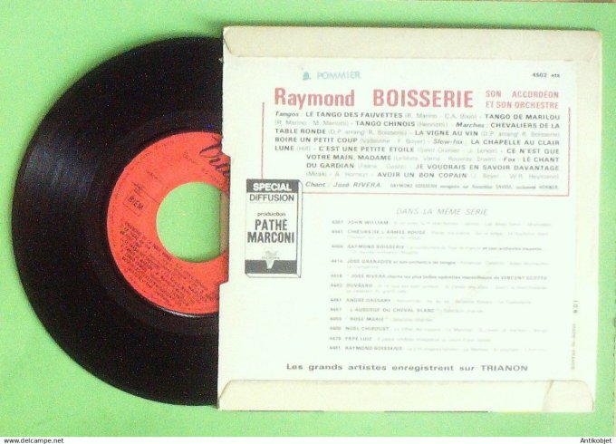 Boisserie Raymond 45T EP Tango chinois Chant du Gardian 1957