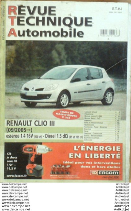 Revue Technique Automobile Renault Clio III  09/2005  #702