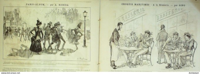 La Caricature 1886 n°334 Armée de Paris Tiret-Bognet plaisirs du dimanche Sorel Gino