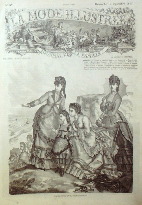 Journal Mode illustrée 1871 # 37 Toilettes de bains de plage