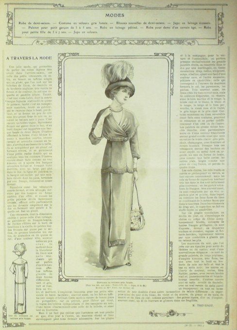 Journal Mode illustrée 1911 # 37 Chemisiers & toilettes fillettes