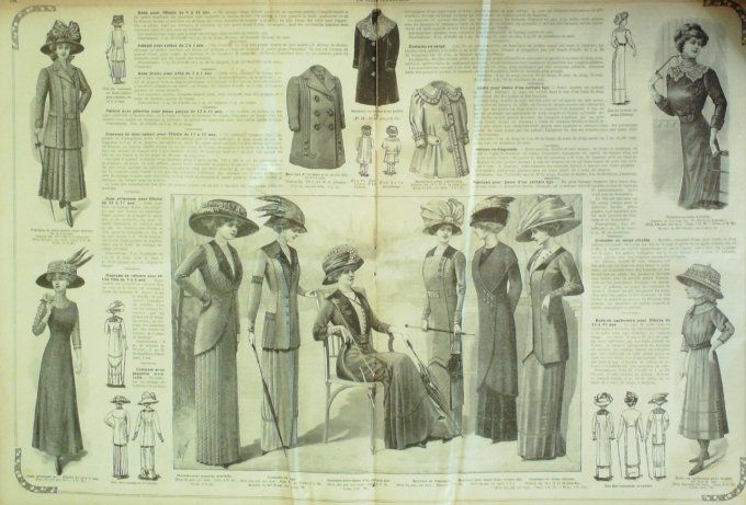 Journal Mode illustrée 1910 # 37 Manteau & robes de promenade