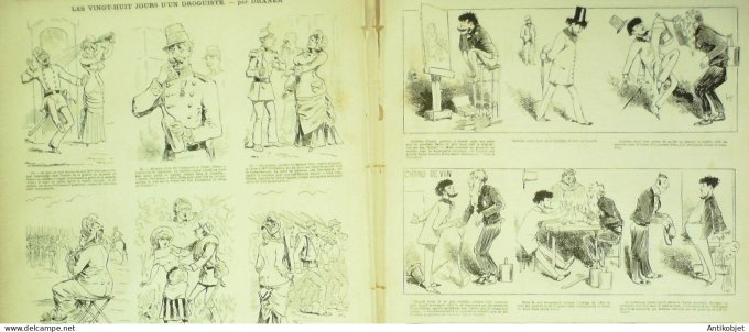 La Caricature 1881 n°  92 Cmment on voyage Robida 28 jours d'un droguiste Draner Loys