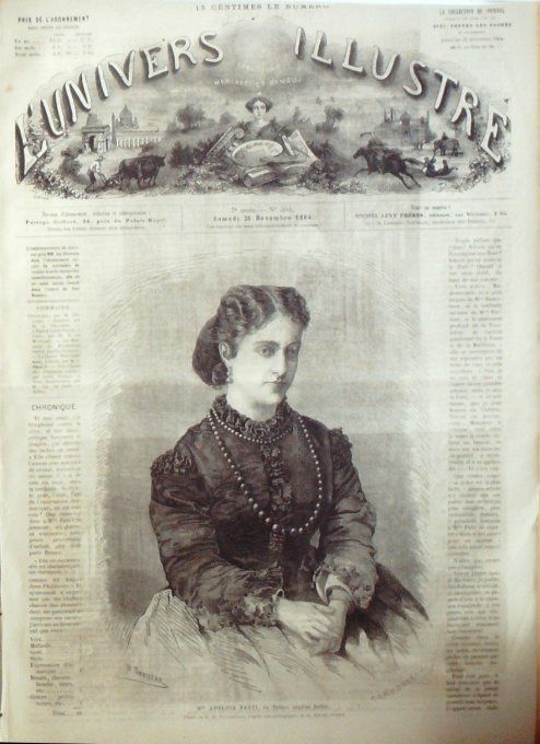 L'Univers illustré 1864 n° 384 Adelina Patti Brest (29) Caen (50) Londres