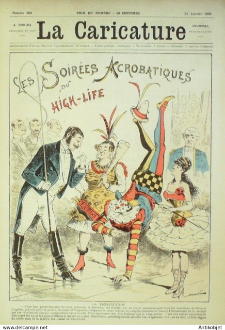 La Caricature 1885 n°266 Soirées acrobatiques du High-Life Draner L'Eden Sorel Loys Trock