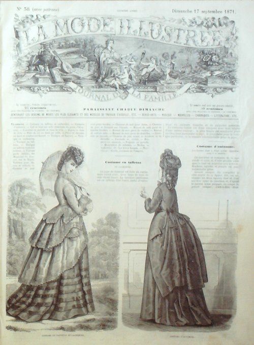 Journal Mode illustrée 1871 # 38 Costumes taffetas d'automne