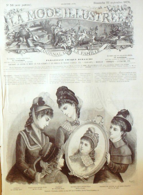 Journal Mode illustrée 1878 # 38 Chapeaux filles et fillettes