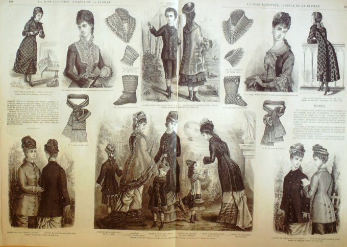 Journal Mode illustrée 1878 # 38 Chapeaux filles et fillettes