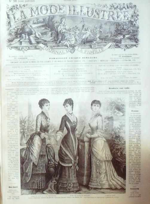 Journal Mode illustrée 1879 # 38 Robes en faye & soie Pompadour