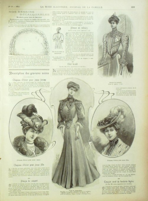 Journal Mode illustrée 1905 # 38 Robe en tresse