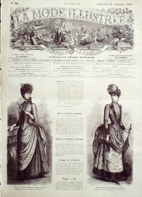 Journal Mode illustrée 1884 # 38 Robes en sicilienne & velours 