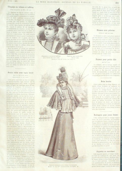 Journal Mode illustrée 1897 # 38 Collet en drap & Toilette de maison