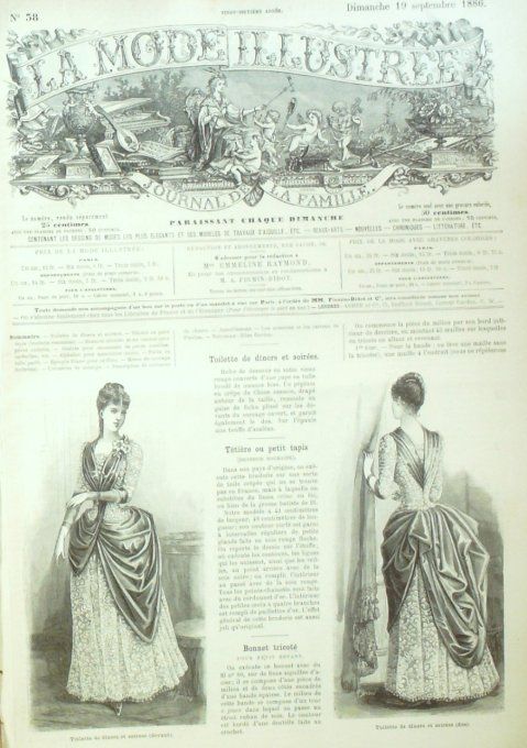 Journal Mode illustrée 1886 # 38 Toilettes de dîners & soirées