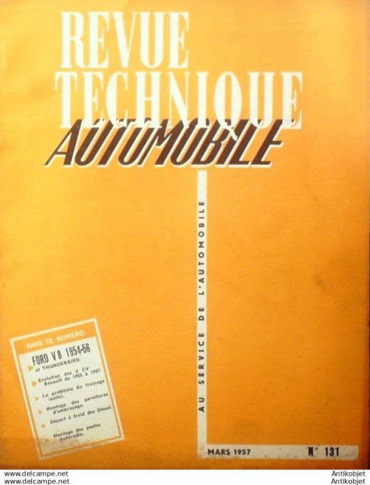 Revue Technique Automobile Ford V8 54-56 & Thunderbird, Renault 4cv 129#1957