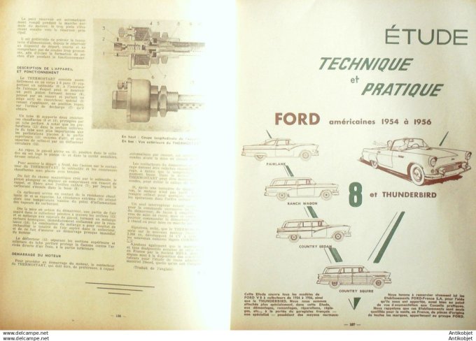 Revue Technique Automobile Ford V8 54-56 & Thunderbird, Renault 4cv 129#1957