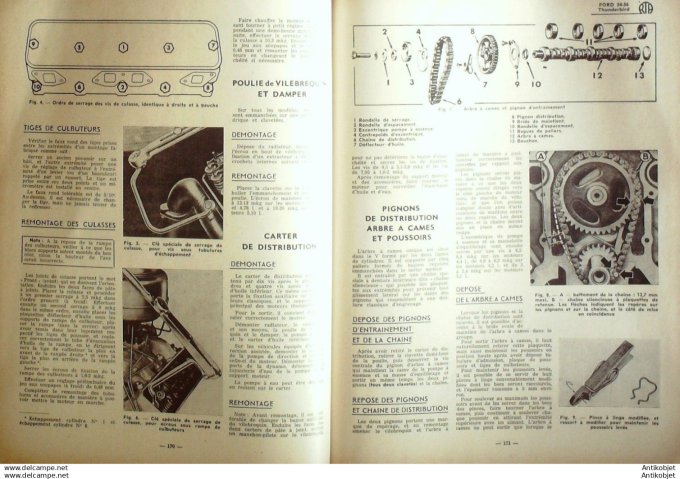 Revue Technique Automobile Ford V8 54-56 & Thunderbird, Renault 4cv 129#1957