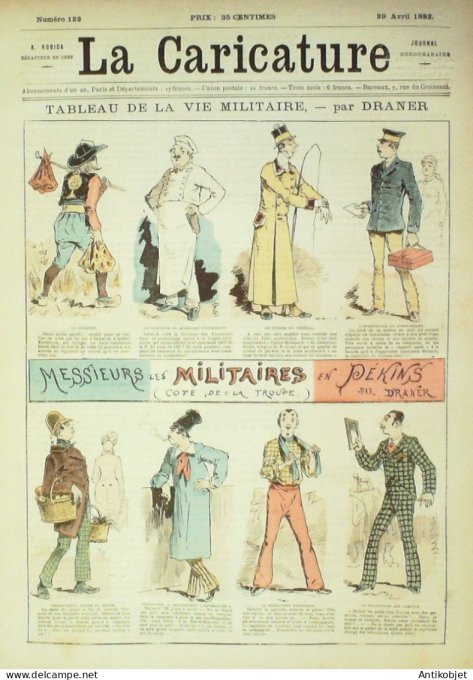 La Caricature 1882 n°122 Tableau vie militaire DranerLoys Draner Trock