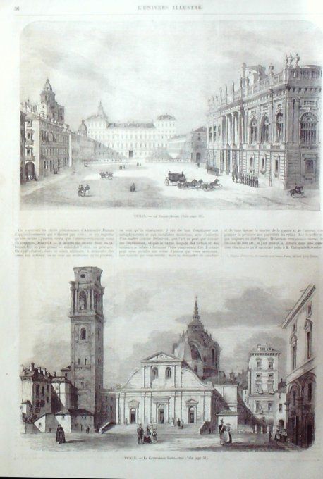 L'Univers illustré 1865 # 399 Italie Turin monuments Calais (62)    