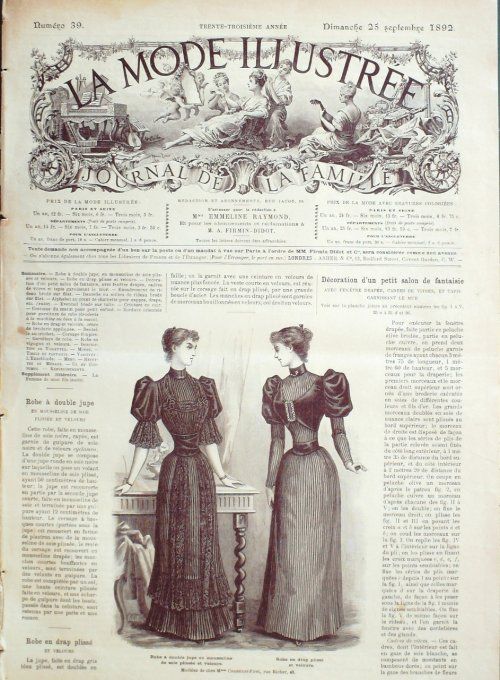 Journal Mode illustrée 1892 # 39 Robes en drap & jupe mousseline