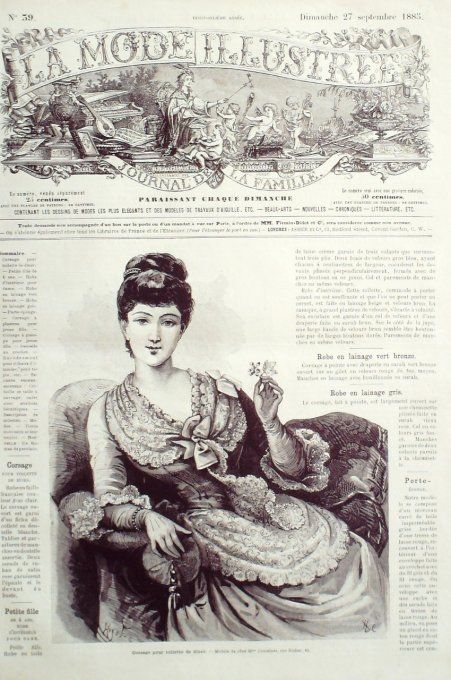 Journal Mode illustrée 1885 # 39 Corsage pour toilette de dîner