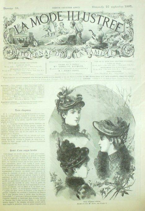 Journal Mode illustrée 1891 # 39 Chapeaux d'hiver