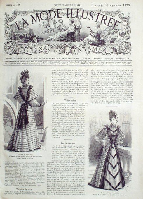 Journal Mode illustrée 1893 # 39 Toilettes de ville