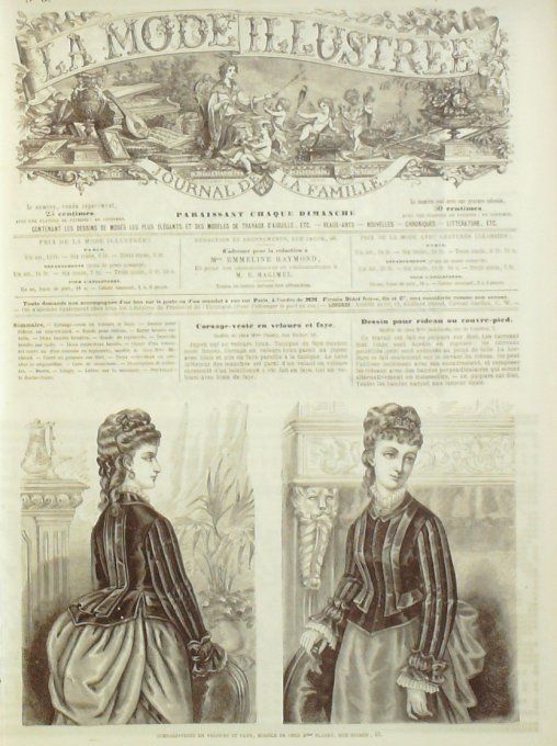 Journal Mode illustrée 1875 #  3 Corsage-veste velours & faye