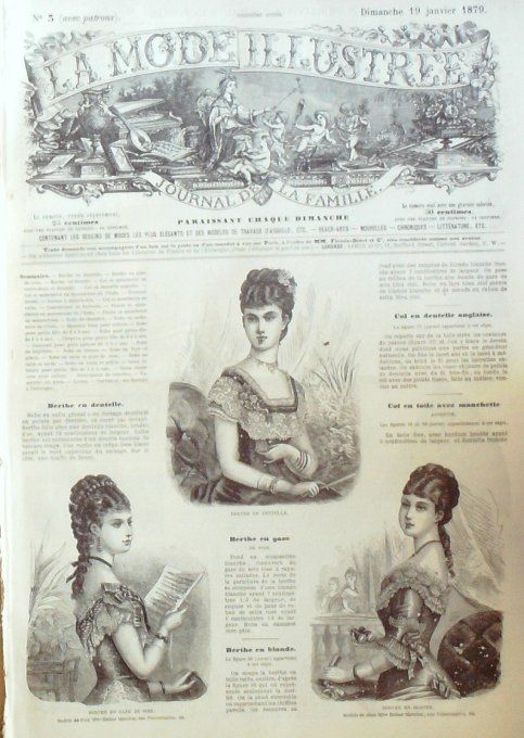 Journal Mode illustrée 1879 #  3 Bertes en dentelle & gaze