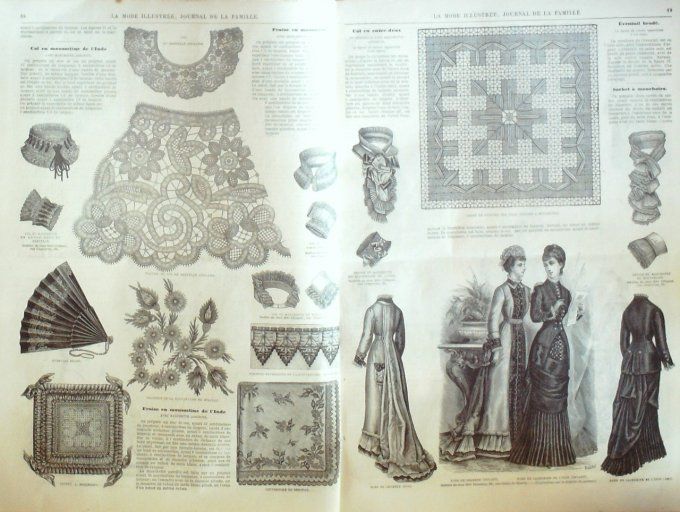 Journal Mode illustrée 1879 #  3 Bertes en dentelle & gaze