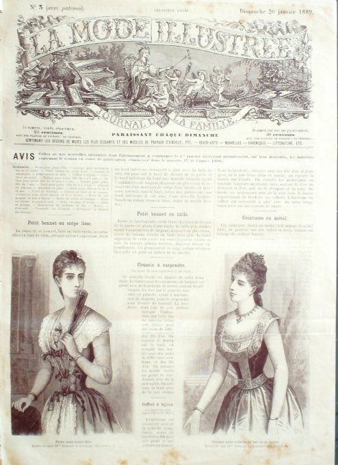 Journal Mode illustrée 1889 #  3 Fichu et corsage jeune fille