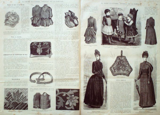 Journal Mode illustrée 1889 #  3 Fichu et corsage jeune fille