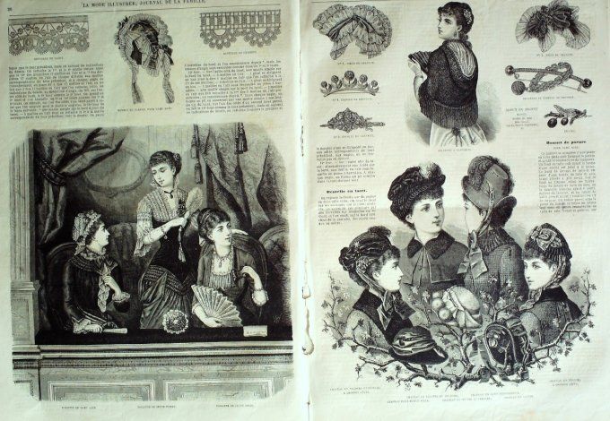 Journal Mode illustrée 1881 #  3 Robes en Brocart & gaze