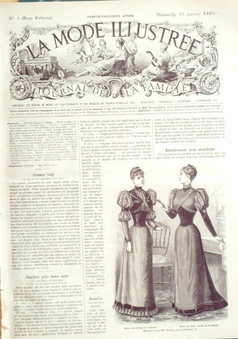 Journal Mode illustrée 1893 #  3 Robes en lainage & drap