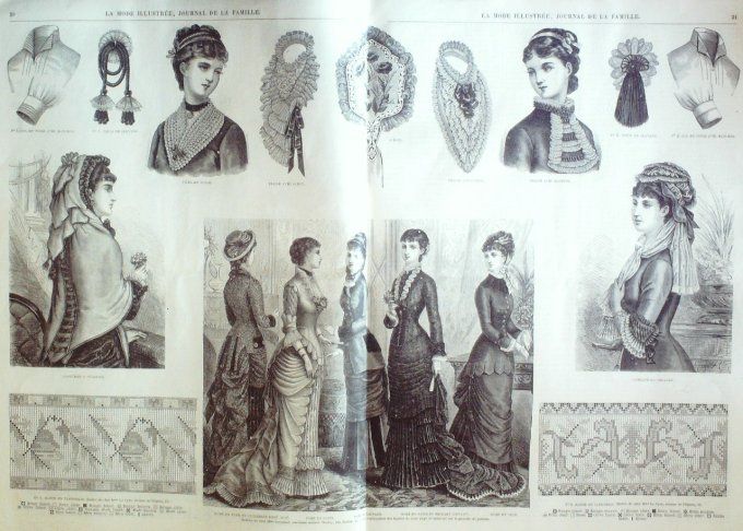 Journal Mode illustrée 1880 #  3 Costumes Louis XIII & Bouquetière