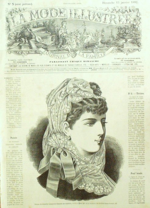 Journal Mode illustrée 1882 #  3 Capeline en dentelle