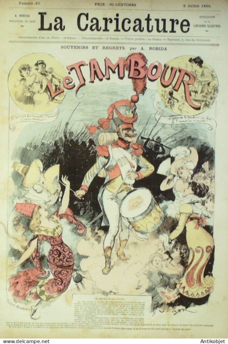 La Caricature 1880 n°  27 Tambour victoires & conquêtes Robida Draner