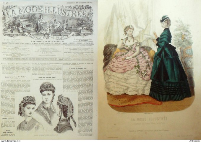 La Mode illustrée journal + gravure associée 1869 # 47