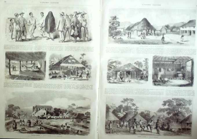 L'Univers illustré 1865 # 401 Sierra-Léone Freetown Sherbro Waterloo Courrier postal